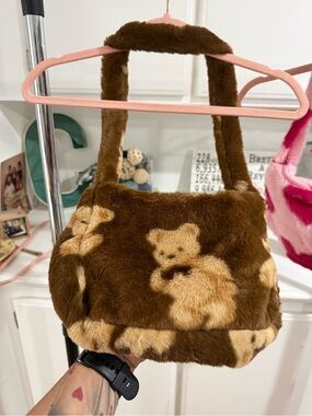 Brown Faux Fur Teddy Bear Shoulder Bag